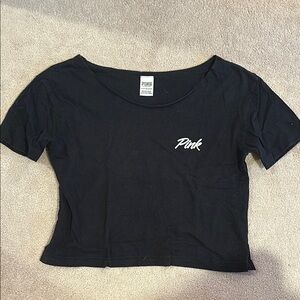 PINK Victoria's Secret Black Crop T-Shirt